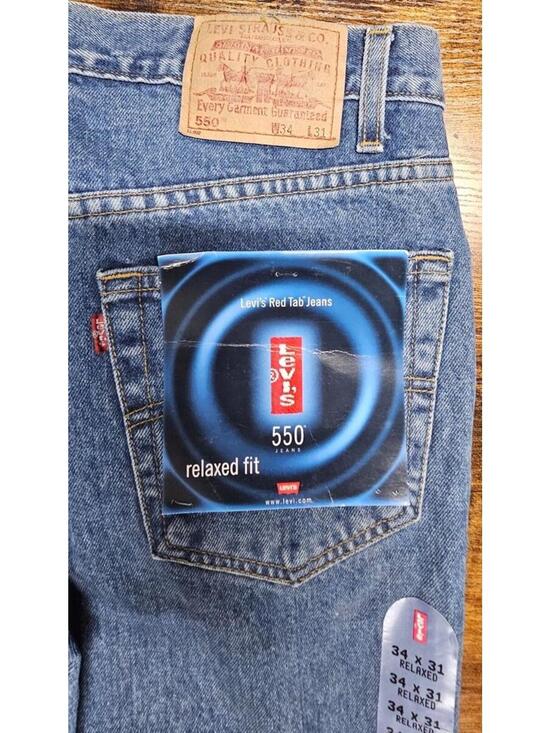 VTG 90s Levi's 550 Relaxed Fit Jeans Mens 34x31 Blue 100% Cotton Denim Deadstock - Picture 8 of 8